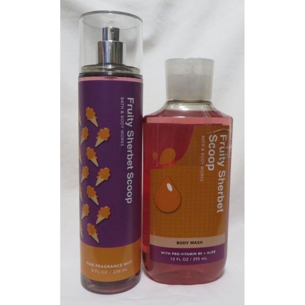 FRUITY SHERBET SCOOP Bath & Body Works Fine Fragrance Mist & Body Wash Bundle